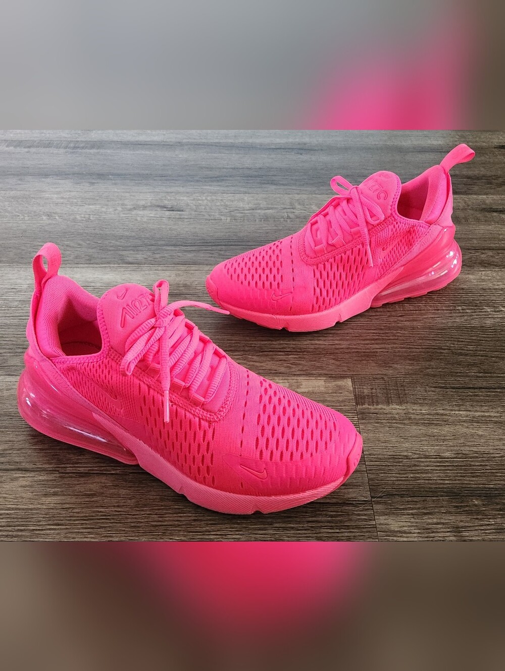 *XCLNT* Nike Airmax Air Max 270 Sz 8.5 Neon Bright Hot Hyper Vibrant Triple Pink - Picture 1 of 12